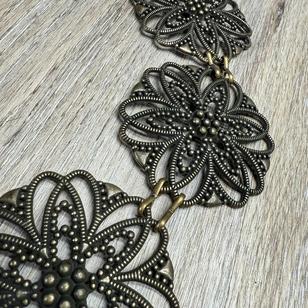 Vintage Medallion Chain Belt Waist Hip Metal Jewelry BOHO Chic 1980s